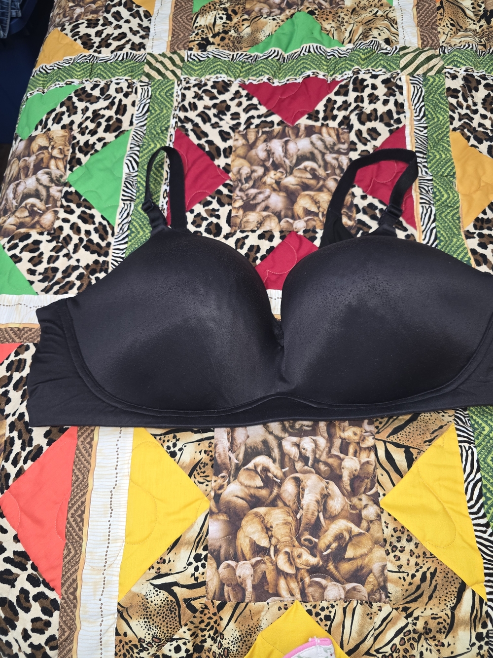 Smooth Black Molded Cup Bra with Adjustable Straps